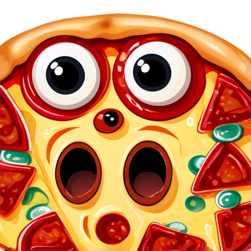 Pizza with a mouth and five eyes. - icon | sticker