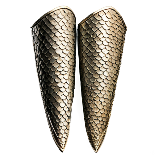 Medieval fantasy greaves made of beige lizard scales, matte - icon | sticker