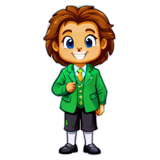 cartoon lion, talented turtle, primary school uk, school uniform, smile, - icon | sticker