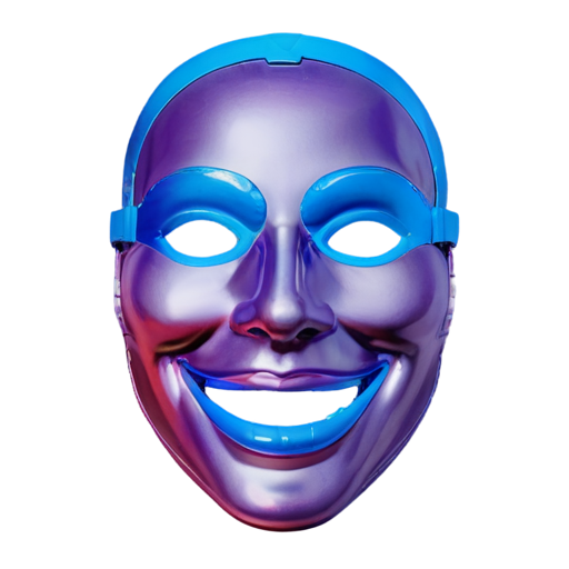 Use a translucent mask with flowing digital textures to symbolize AI technology. Choose bright blue and purple colors to convey a sense of technology. Smiley and surprised expressions can be incorporated into the sides of the mask to highlight the fun of "change face". The overall style should be modern and easy to recognize. - icon | sticker