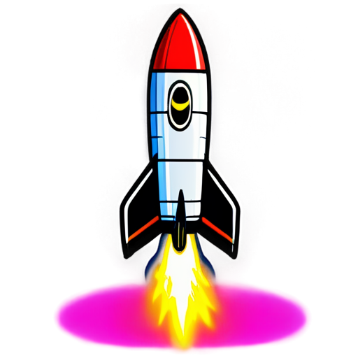 Draw a neon rocket 80s - icon | sticker