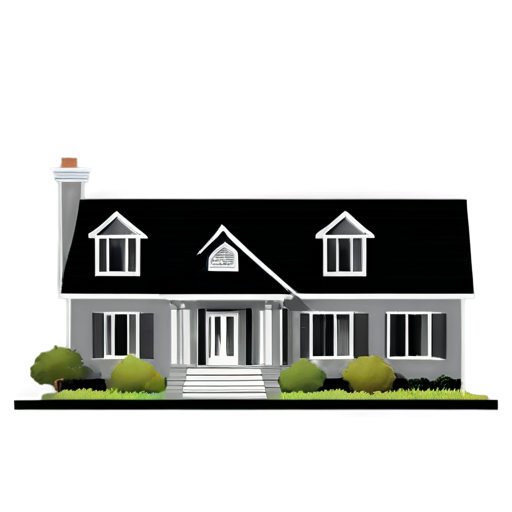 gray image; line art; white line; black background; simple villa; - icon | sticker