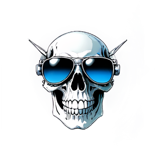 Skull header, sunglasses, cyberpunk - icon | sticker