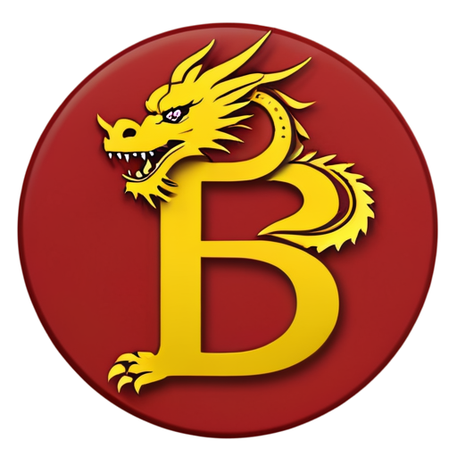 red round logo with red background and china yellow dragon on letter B - icon | sticker