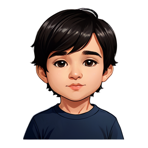 a small Ossetian dark-haired boy with a large mole above his lip and dimples - icon | sticker