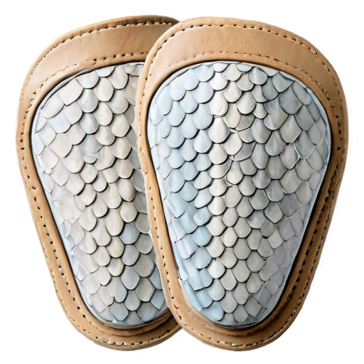 Medieval fantasy kneepads made of beige lizard scales, matte - icon | sticker