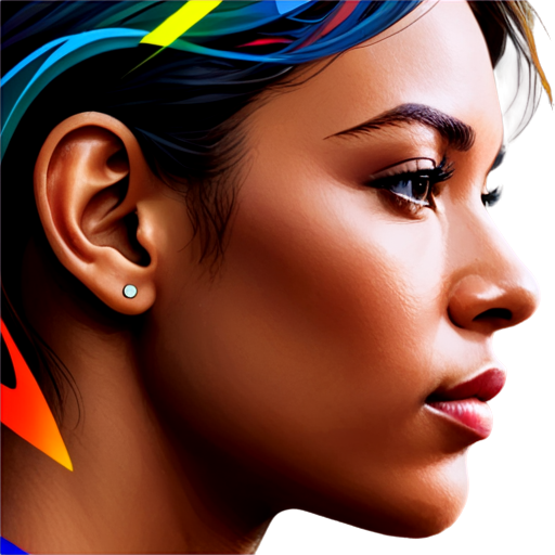 a colorful profile headshot of a virtual character with an abstract style - icon | sticker