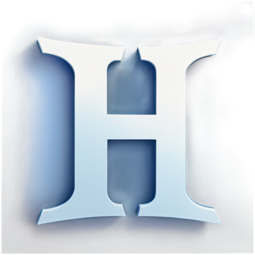 A bold, uppercase letter "H" as the central element. The icon should be easily recognizable at small sizes, like a favicon, so the "H" should remain simple and not overly complex. The icon should be white on a blue background and look hand write - icon | sticker