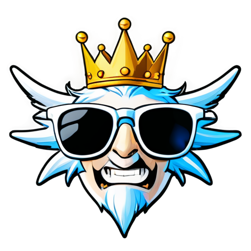 logo for gaming team with Starling with crown and sunglasses with text "SHANGARCH POWER" in comics style font, white & blue colors - icon | sticker