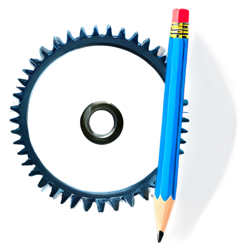 one gear with a single pencil - icon | sticker