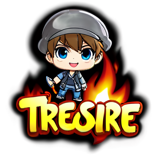 Signed “treasure” with burning letters in the background - icon | sticker