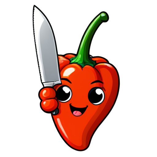 Chili emoji with a knife - icon | sticker