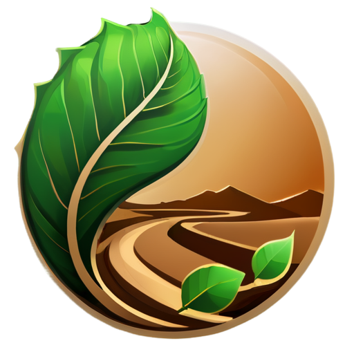 An icon for the BEO cryptocurrency, symbolizing a path and development. Imagine a winding trail leading to a sun or horizon, surrounded by leaves. The colors include brown and sandy tones for the path and green for the environment. The design elements convey movement and sustainability." - icon | sticker