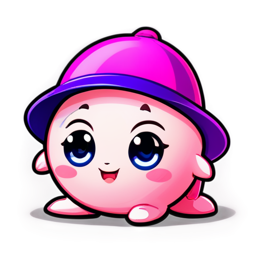 Pink ball with purple hat - icon | sticker