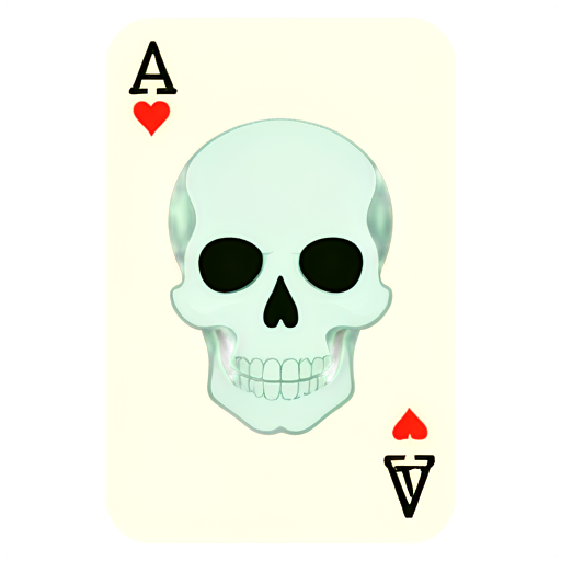 The back of a playing card. In the upper half of the card, there is a devil with a haughty gaze, and in the lower half, there is a dollar bill. Between them, there are crossed human bones. - icon | sticker