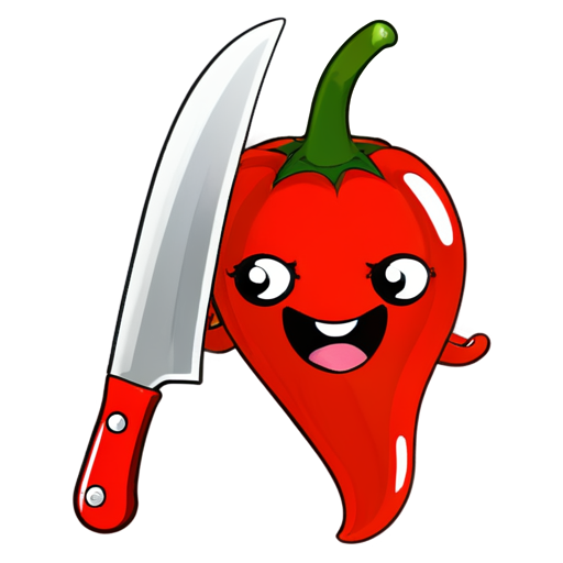 Chili emoji and knife - icon | sticker