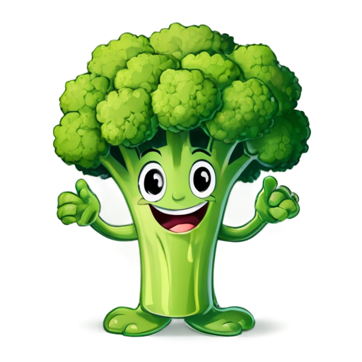 Cheerful broccoli character - icon | sticker