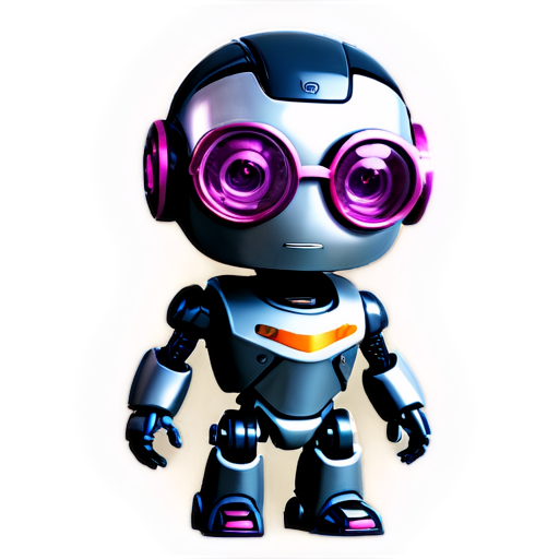 AI robot with tech-inspired glasses, cute, cartoon,cool，Cyberpunk，robotic - icon | sticker