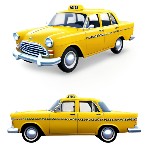 taxi car yellow 3d-view retro - icon | sticker