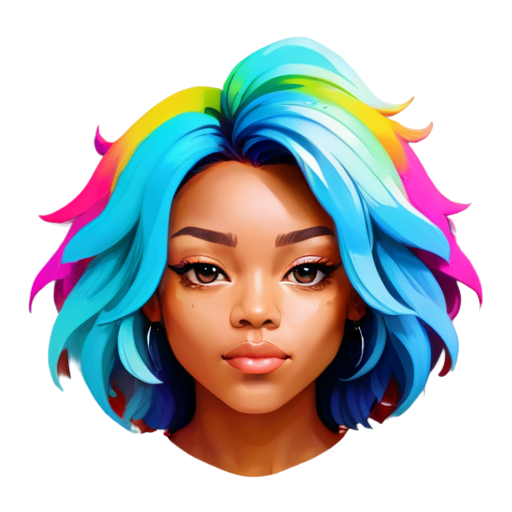 a half-profile headshot of a colorful digital figure in abstract style with a colorful background - icon | sticker