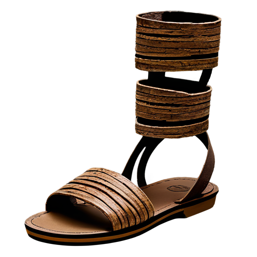 Simple roman knee-length sandals made of tree bark stripes - icon | sticker