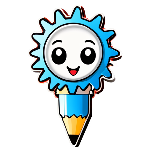 cog with pencil - icon | sticker