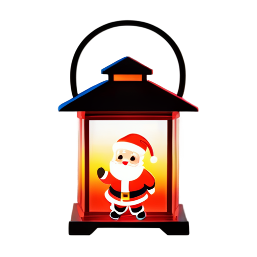 christmas musical lanterns with santa - icon | sticker