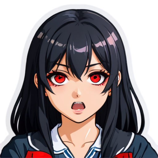 Hentai ahegao face girl with red eyes and dark makeup - icon | sticker