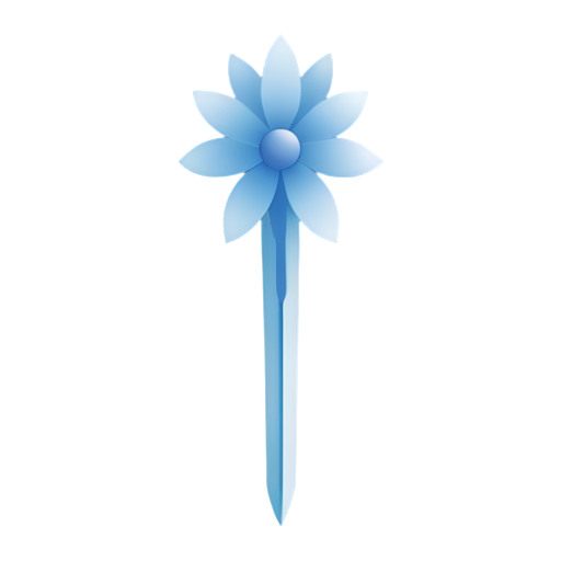 Blue shiny flower with blue sword - icon | sticker