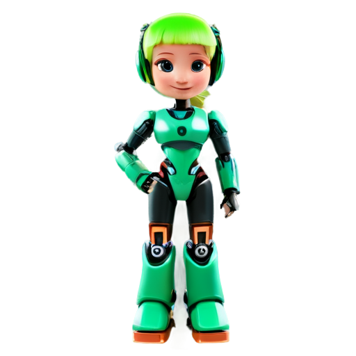 Let's create a character with a green color scheme & global & AI(Robot) & secretary-like feel & friendly appearance(cute and smile). It would be good if it's in 3D. - icon | sticker