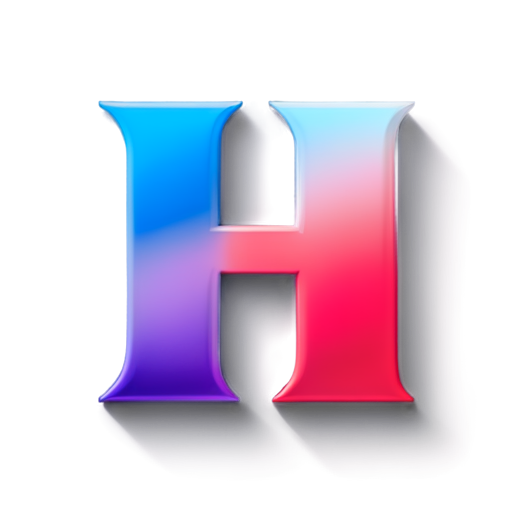 A bold, uppercase letter "H" as the central element. The icon should be easily recognizable at small sizes, like a favicon, so the "H" should remain simple and not overly complex. - icon | sticker