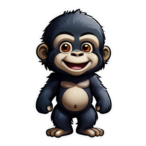 Sticker, Beautiful, kind gorilla, smiling - icon | sticker