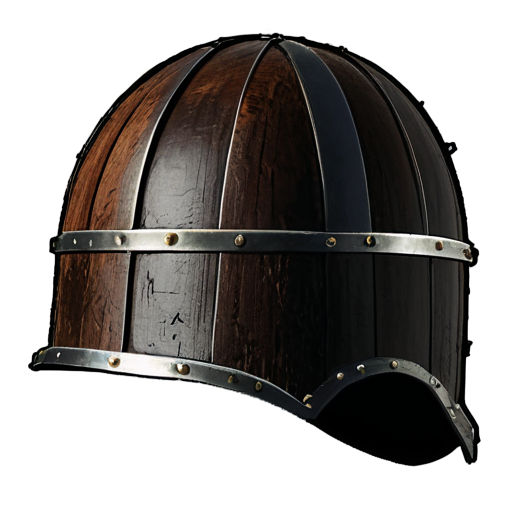 Medieval simple helmet made of tree bark - icon | sticker