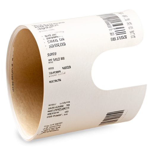 curled shopping receipt on a transparent background - icon | sticker