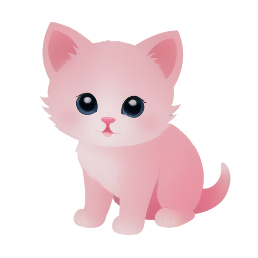 A colorful (pink) gradient cute kitten - icon | sticker