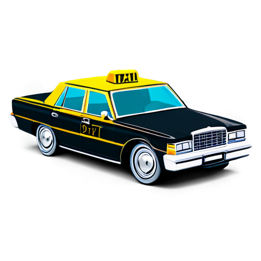 taxi 3d - view retro without text - icon | sticker