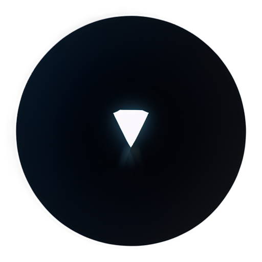 diamond-shaped 3D shape the background of a gaping black hole surrounded by rays of light - icon | sticker