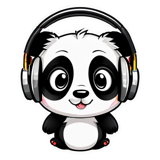 A panda head with headphones - icon | sticker