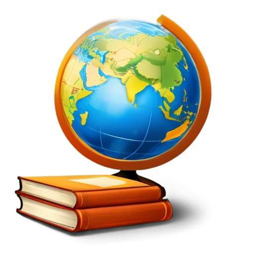 *Illustrate an icon of a globe with a map of Russia, including educational symbols like books or diplomas, to represent the influence of Samuelson's work on Russian education.* - icon | sticker