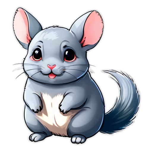 cute drawn chinchillas with different emotions - icon | sticker