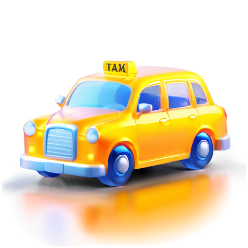 taxi car yellow 3d - view retro without text - icon | sticker