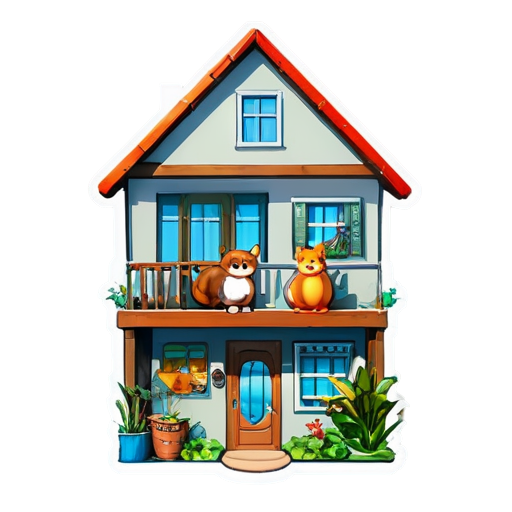 The way animals are gathered inside the house - icon | sticker