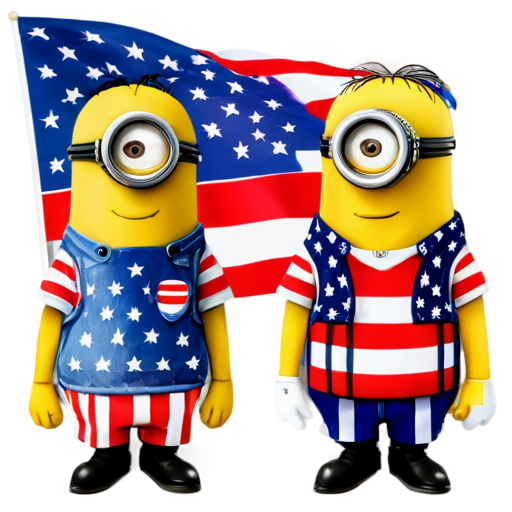 from the Despicable Me Minion comedy - draw 2 Minions that nagotiate a money deal. Facing one another. One with an American flag T-shirt and one with a Chinees flag T-shirt. - icon | sticker