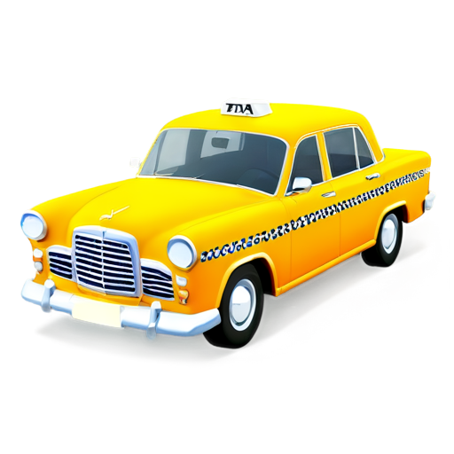 one taxi car yellow 3d-view retro cartoon style highly detailed - icon | sticker