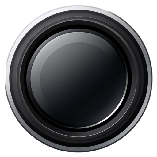 camera zoom round icon,Solid black, flat icon - icon | sticker