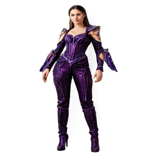 Intricate reach medieval fantasy women battle jumpsuit made of purple night sky - icon | sticker