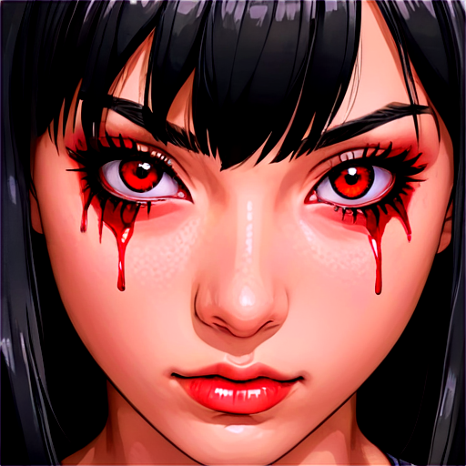 Hentai ahegao face girl with red eyes and messed makeup - icon | sticker