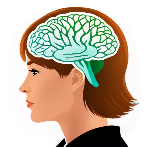 Create an avatar for a psychology blog aimed at a mixed audience (both men and women). The image should convey trust, professionalism, and warmth. Include a symbol of psychology, like a silhouette of a head with a neural network or a stylized brain, surrounded by calm, neutral colors (such as soft blues, greens, and grays). The background should be light, clean, and minimalist, so as not to distract from the main image. - icon | sticker