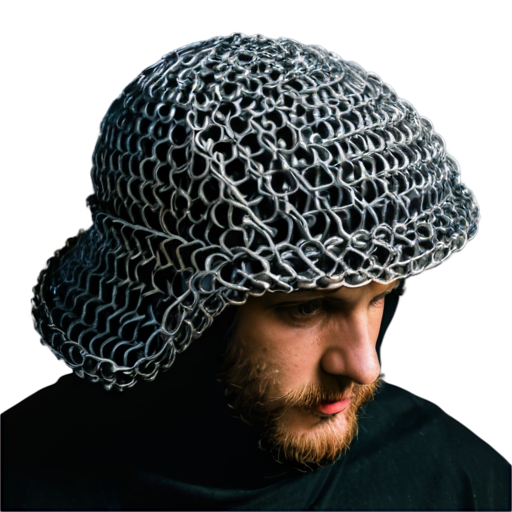 Medieval fantasy chainmail hat, made of steel rings - icon | sticker