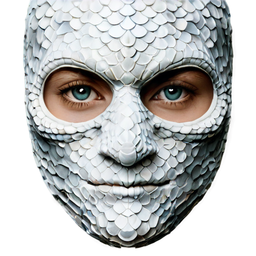 Medieval fantasy facemask made of beige lizard scales, matte - icon | sticker